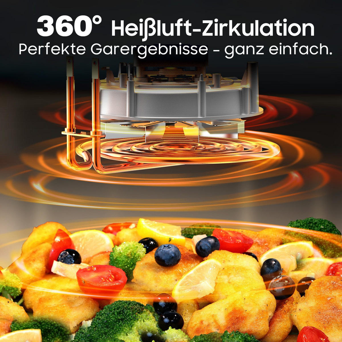 HEISSLUFTFRITTEUSE 9 Liter - Schwarz, Metall (31/32/31cm) - Aimax