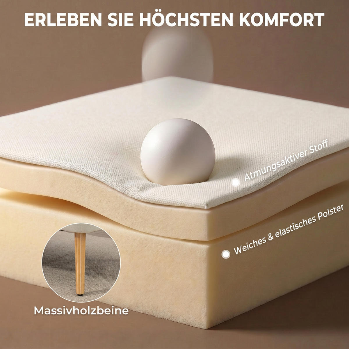 2-SITZER Sofa Creme 117.0/56.5/77.0 cm - Creme, Textil (56.5/77/117cm)