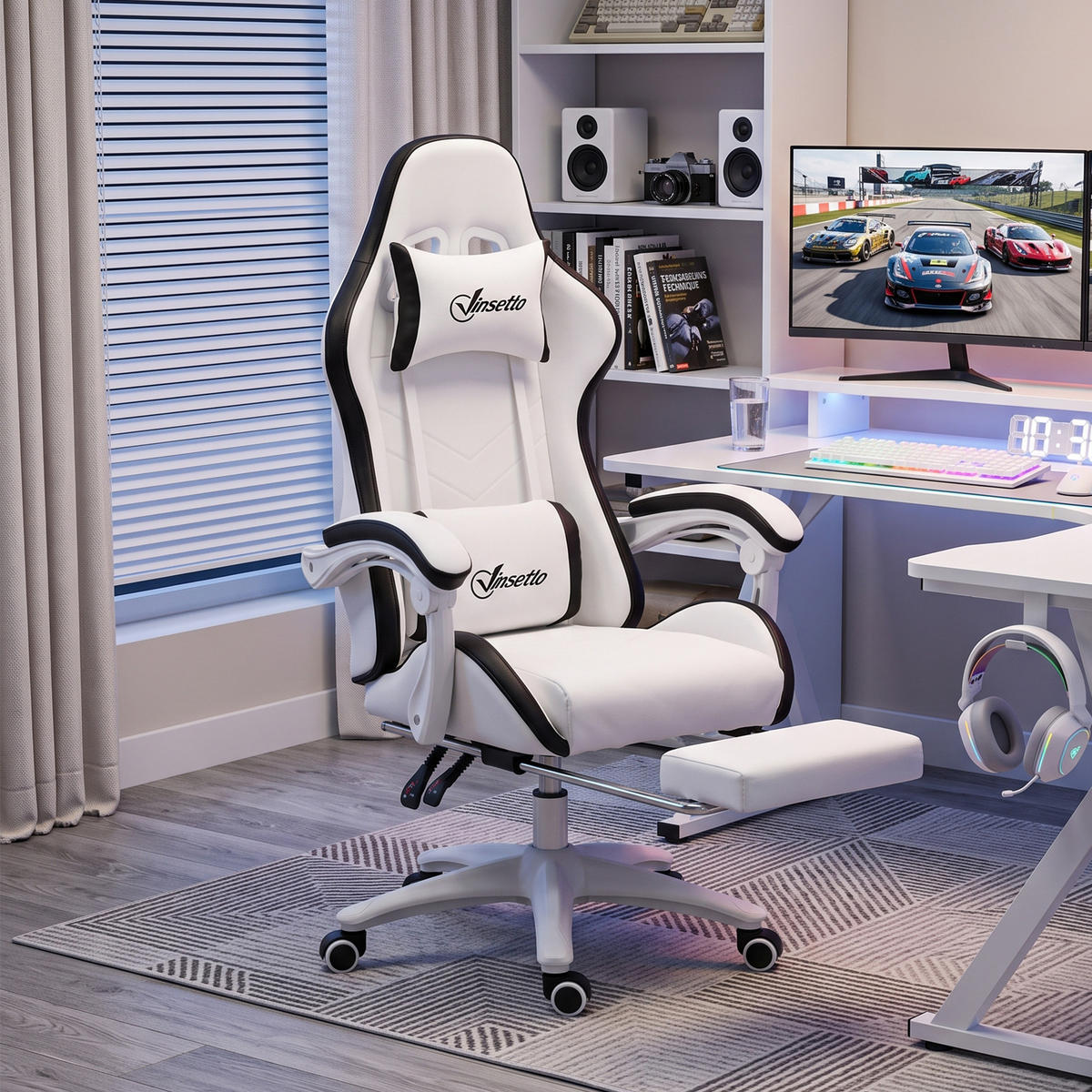 GAMING-STUHL Schwarz 65.0/65.0/129.0 cm - Schwarz, Textil (65/129/65cm)