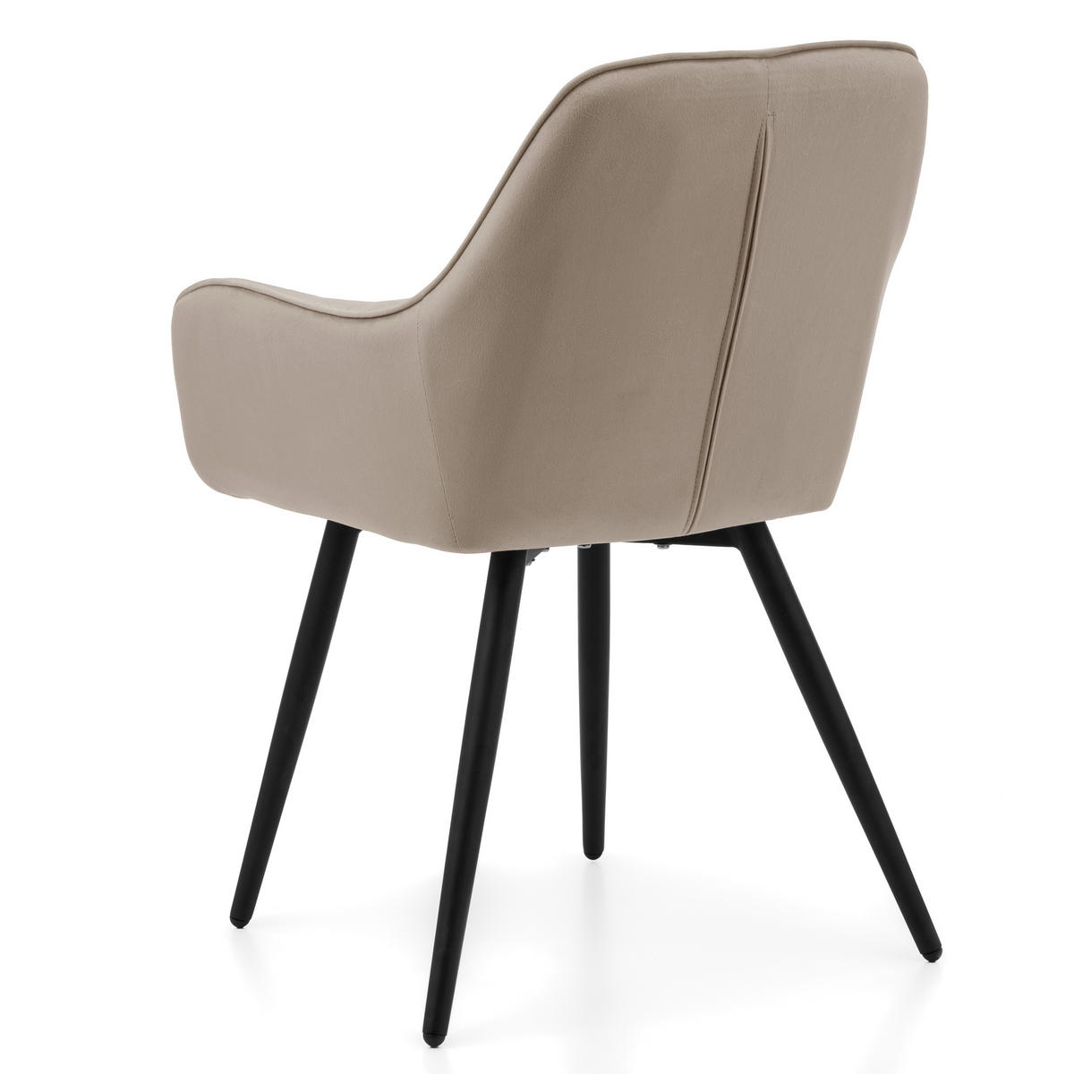 STUHL COLIN gespolsterter mit Steppung - dunkelbeige - Samt Velours - Beige/Schwarz, Textil/Metall (58/87/61cm) - NEW HOME