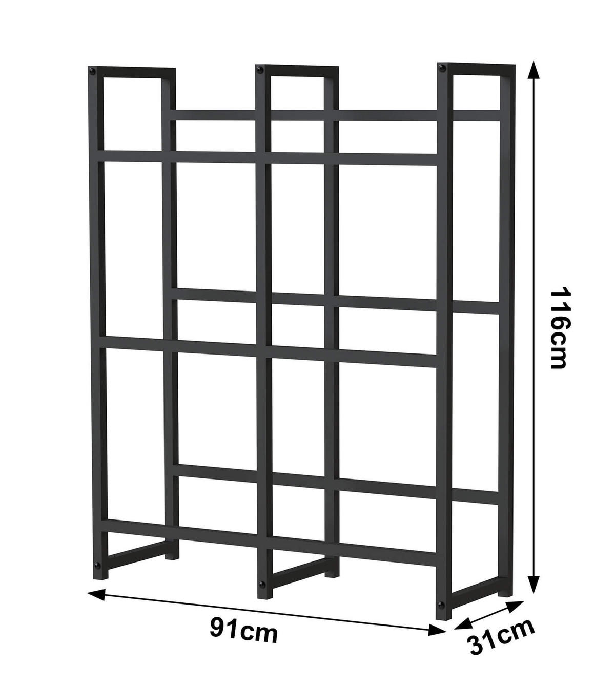 GETRÄNKEKISTENREGAL 6 Kisten Schwarz Metall Stehend 91 cm - Schwarz, Metall (91/116/31cm) - DanDiBo