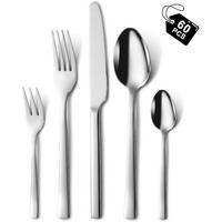 BESTECKSET 60-teilig für 12 Personen Edelstahl Hochglanzpoliert Spülmaschinenfest - Silberfarben, Metall