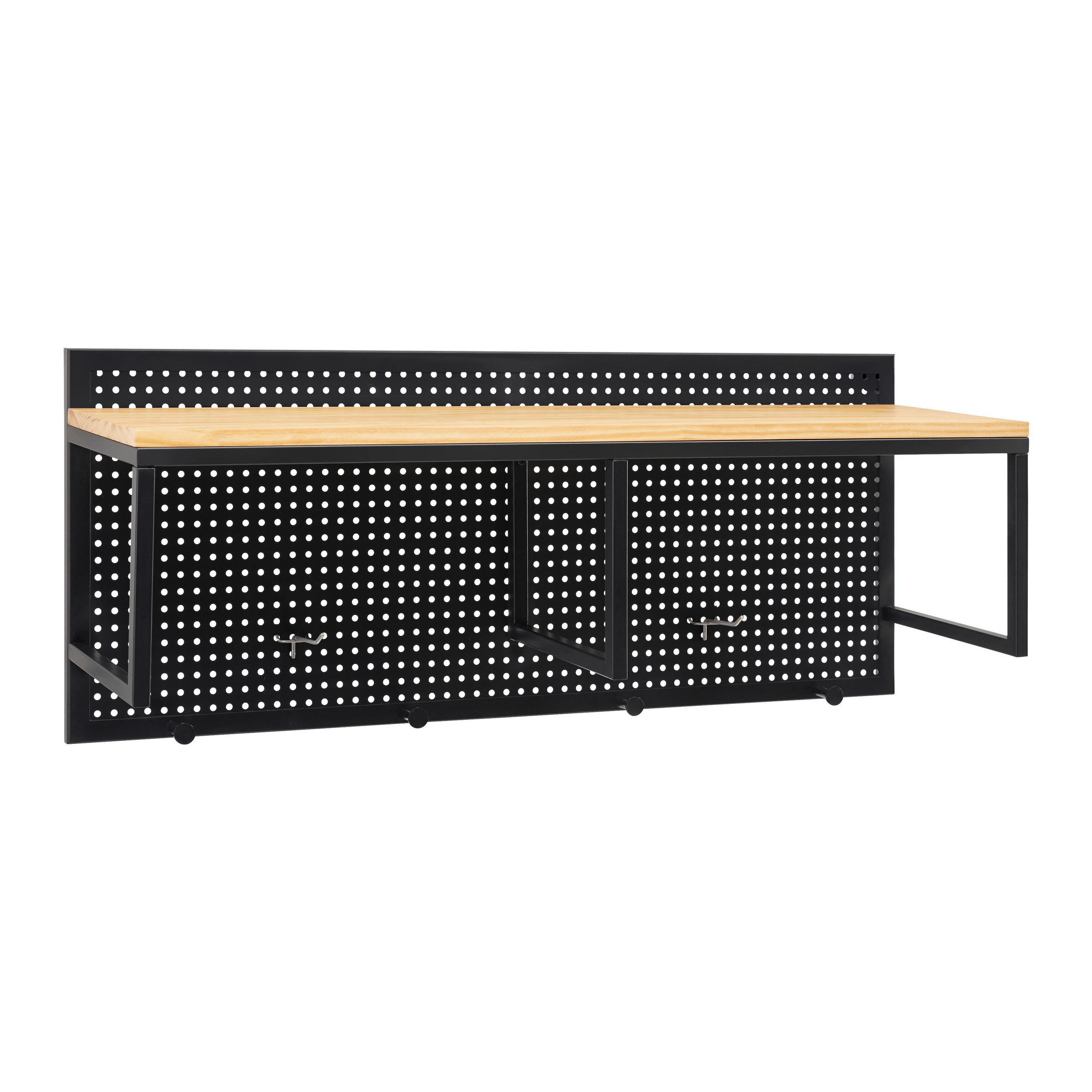 GARDEROBE Lorenzo ca. 90 / 37 cm Metall/Kiefer - Schwarz, Holz (90/37/25cm)