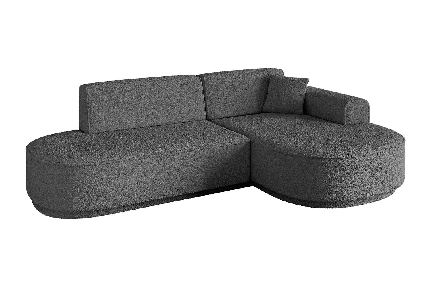 ECKSOFA Ottomane Rechts MARI-L1-v3 - 243x171x83 cm Grau Bouclé - Schwarz/Grau, Holzwerkstoff/Kunststoff (171/243cm) - ALTDECOR