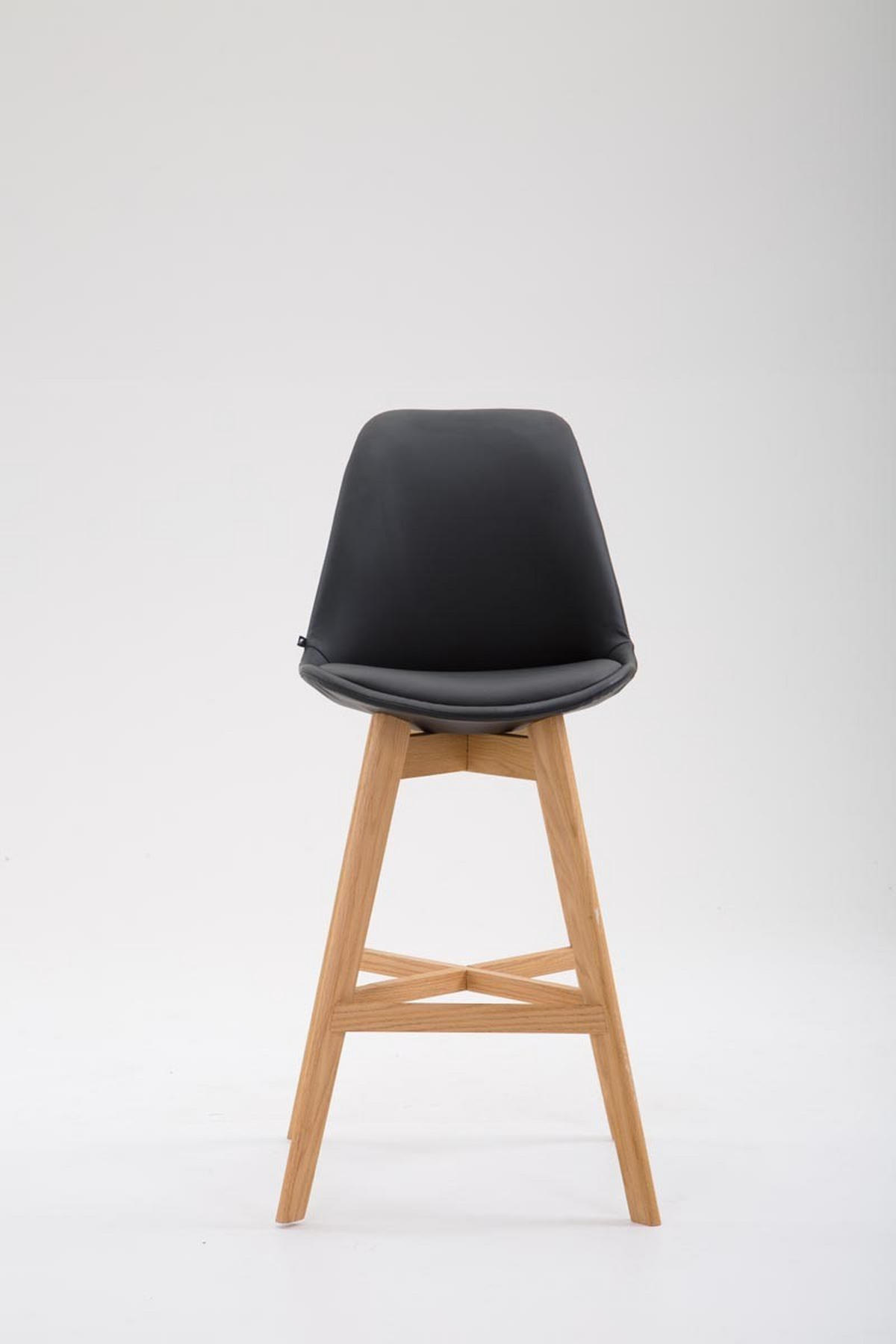 BARHOCKER Cannes Massivholz 112x48x56 cm Schwarz - Schwarz, Leder (48/112/56cm) - furnicato