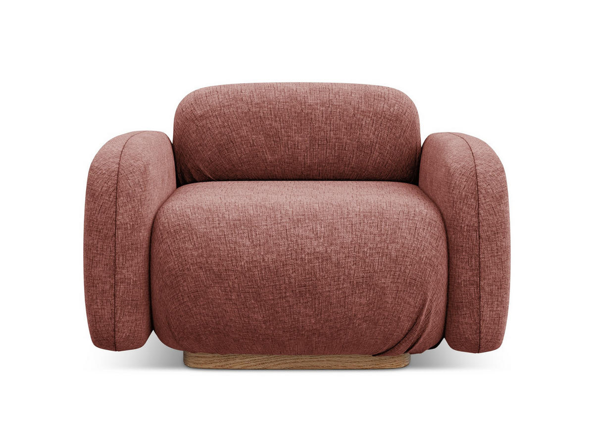 SESSEL Chenille Stoff Pink - Pink/Hellrosa, Holz/Textil (110/73/95cm) - Makamii