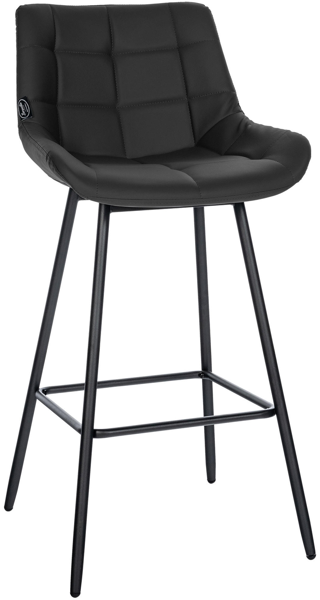 BARHOCKER Lederlook schwarz - Schwarz, Textil/Metall (49/104/56cm) - CLP