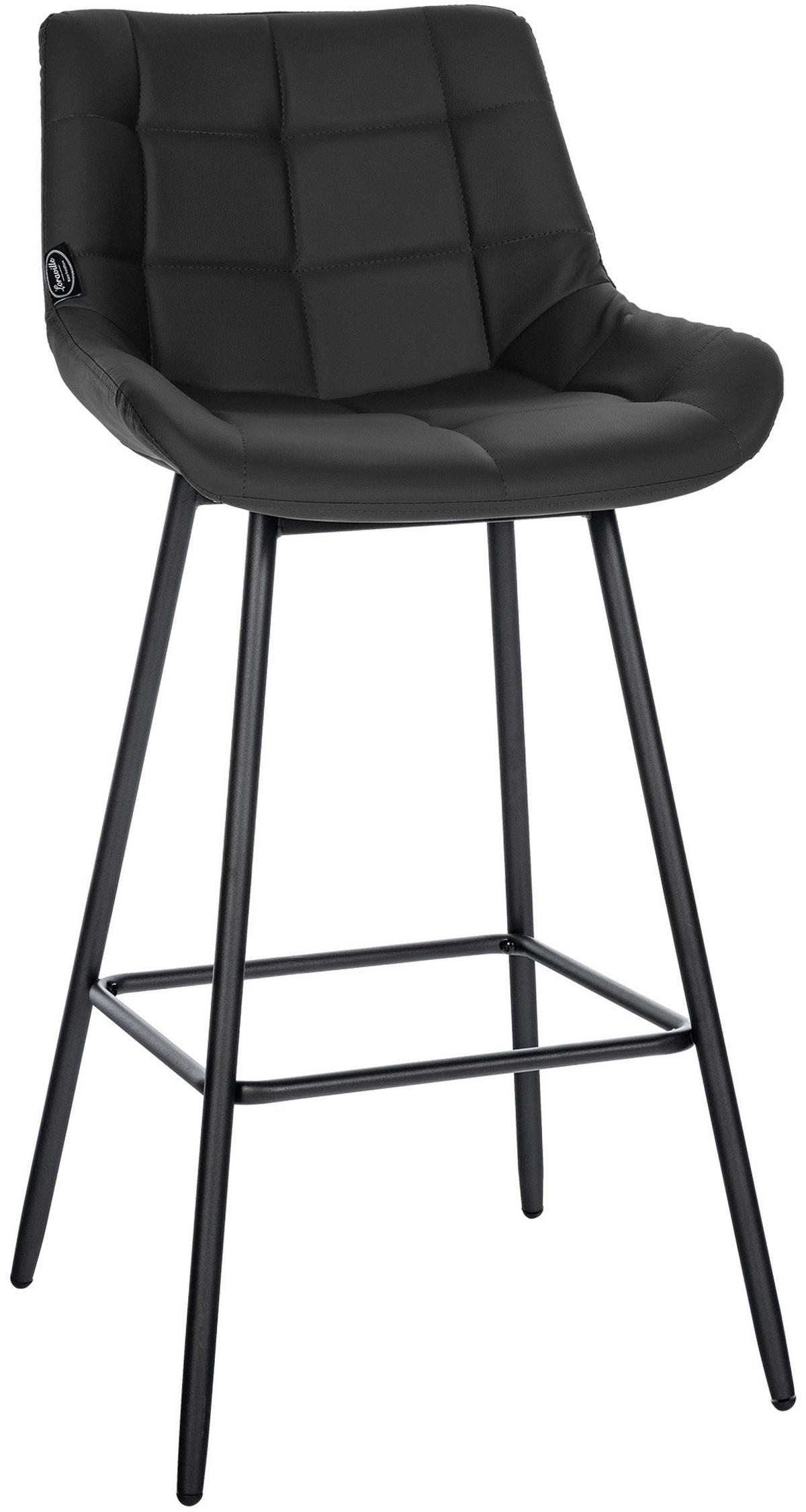 BARHOCKER Lederlook schwarz - Schwarz, Textil/Metall (49/104/56cm) - CLP