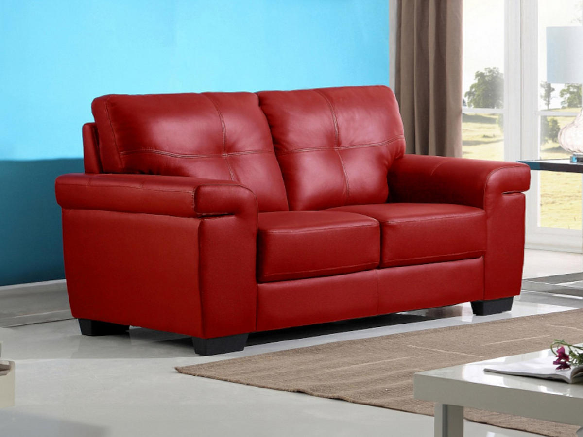 LEDERSOFA 2-Sitzer - Rot - HAZEL - Rot, Leder (161/89/93cm) - Vente-Unique