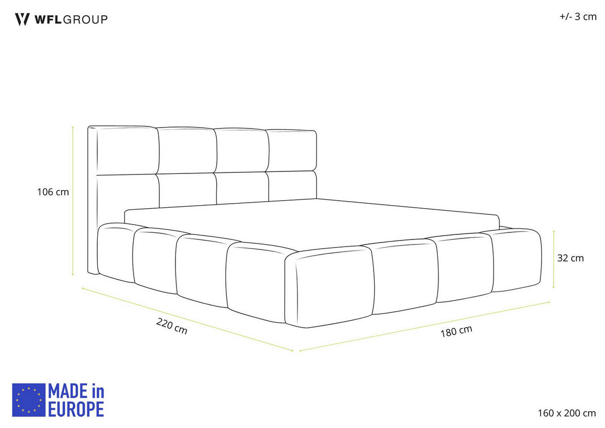 POLSTERBETT Tivio mit Bettkasten, Creme Samt 160x200 cm - Birkefarben/Creme, Holz/Holzwerkstoff (160/200cm) - WFL GROUP