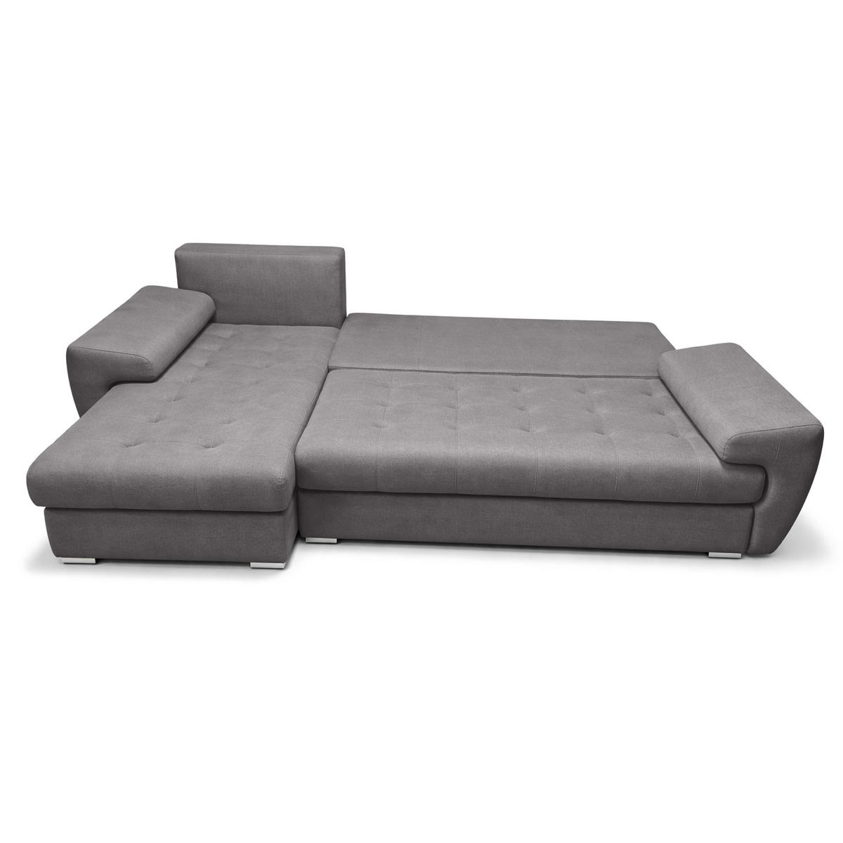 ECKSOFA L Form Manisa Grau 234/145/83 cm Links mit Schlaffunktion - Silberfarben/Grau, Kunststoff/Textil (145/234cm) - AX Living