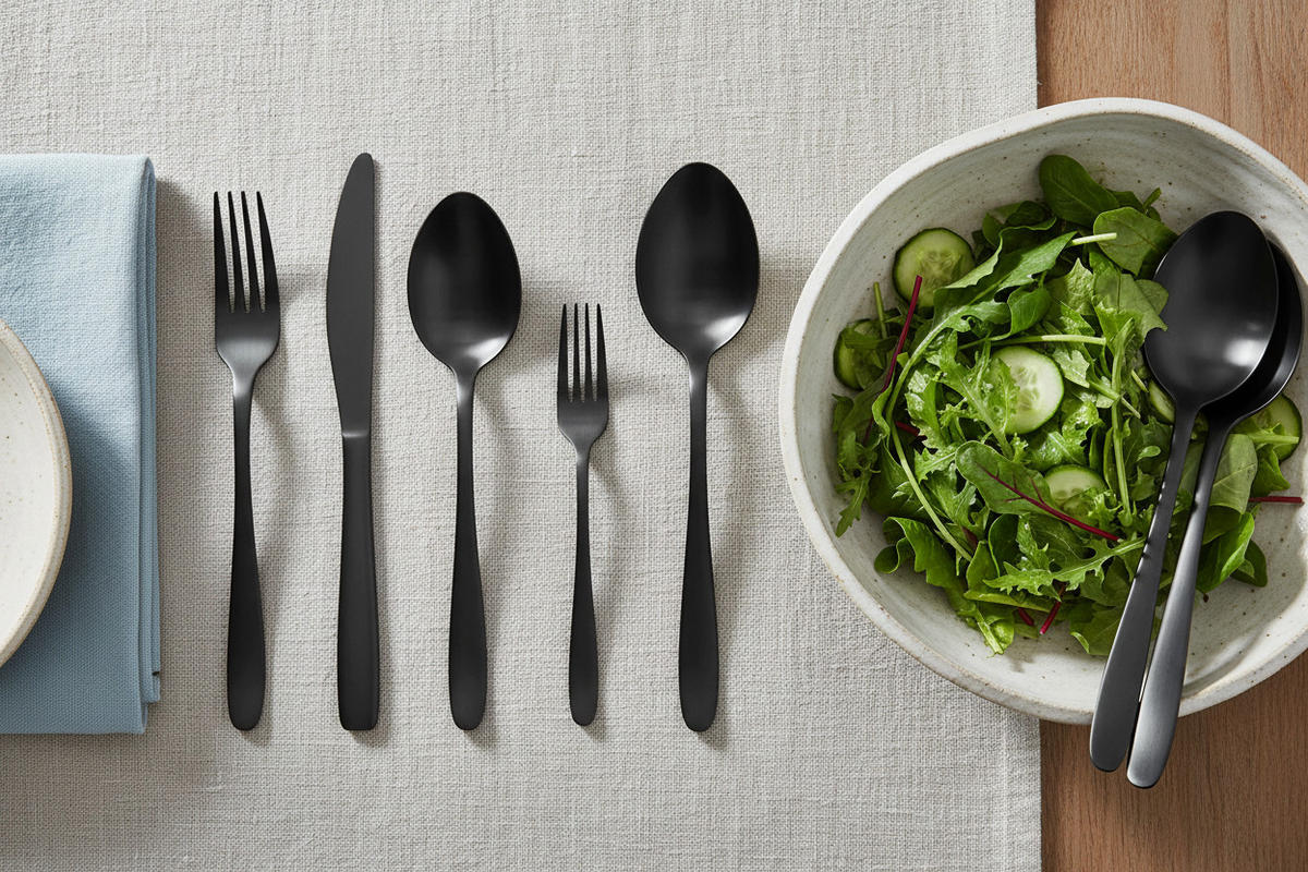 BESTECKSET - Schwarz - 42 Teile / 8 Personen - Schwarz, Metall - Studio Tavola