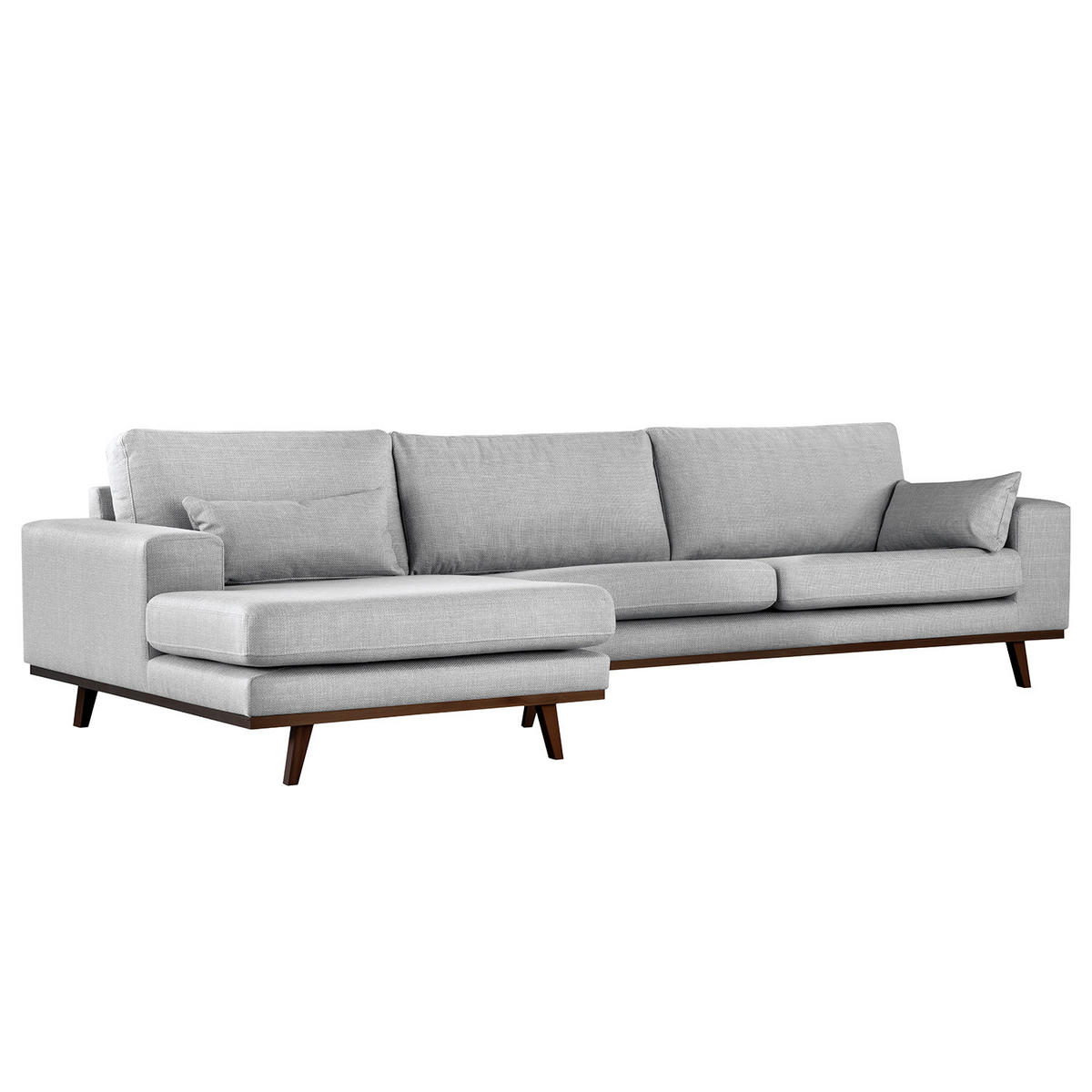 ECKSOFA mit Longchair - Buchefarben/Hellgrau, Buchenholz/Textil (281/153cm) - home24