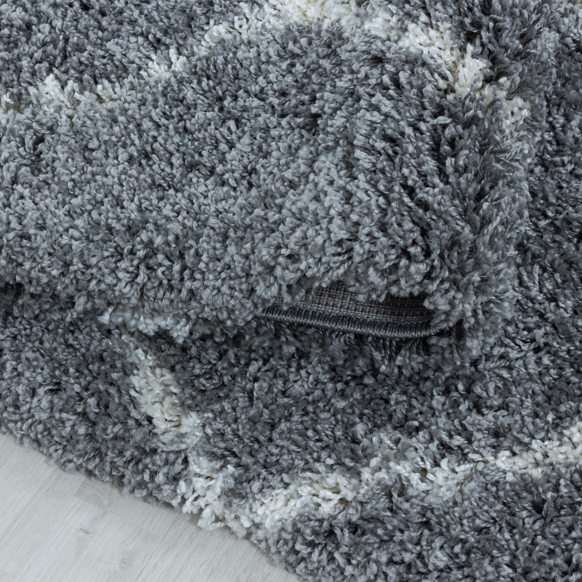 TEPPICH Hochflor Shaggy Geometrisch Polypropylen Wohnzimmer Grau Läufer 60x110 - Grau, Textil (60/110cm) - KADIMA DESIGN