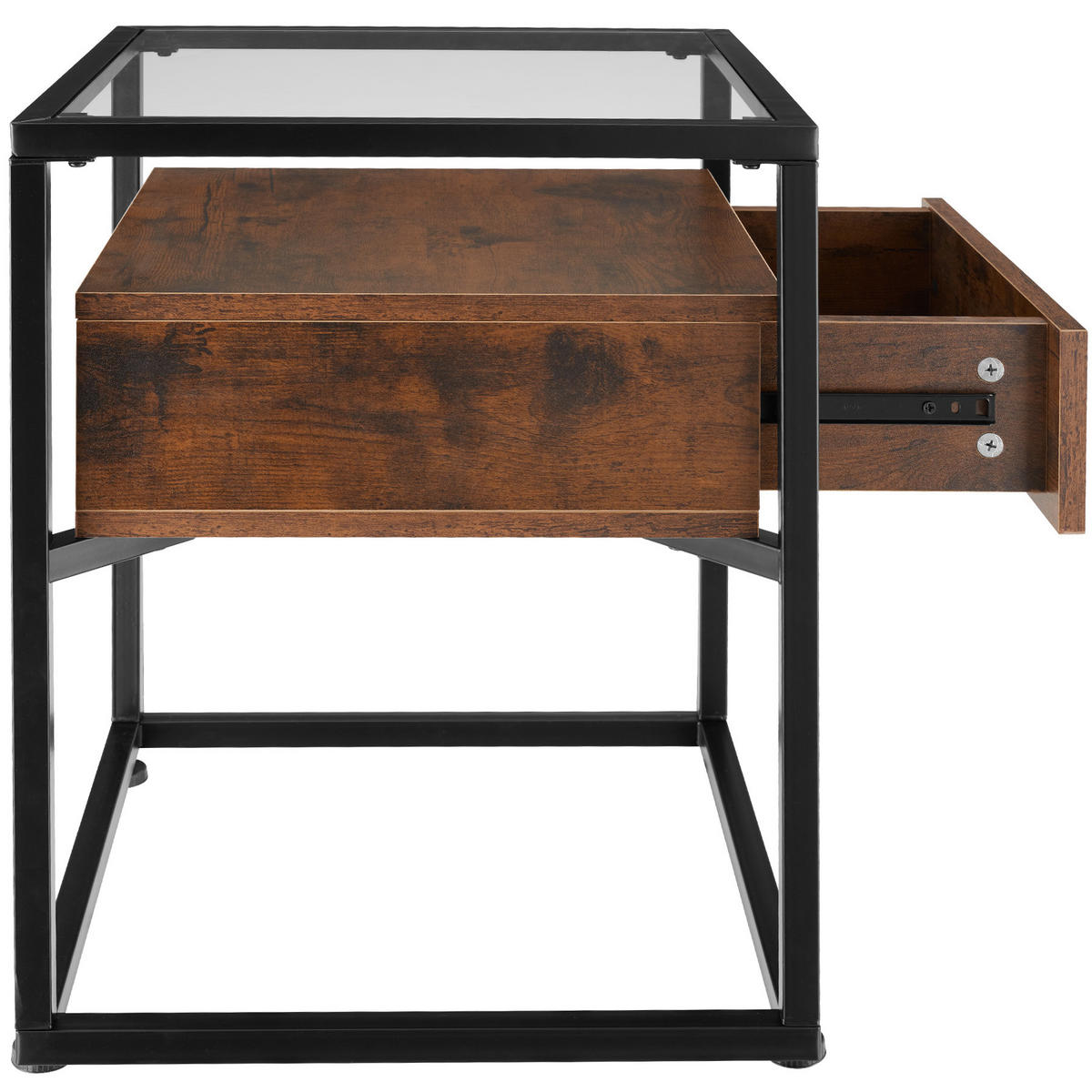 NACHTSCHRANK Preston,43 x 45 x 54,5 cm,Industrial Holz dunkel, rustikal - Rostfarben, Holzwerkstoff (43/54.5/45cm) - tectake