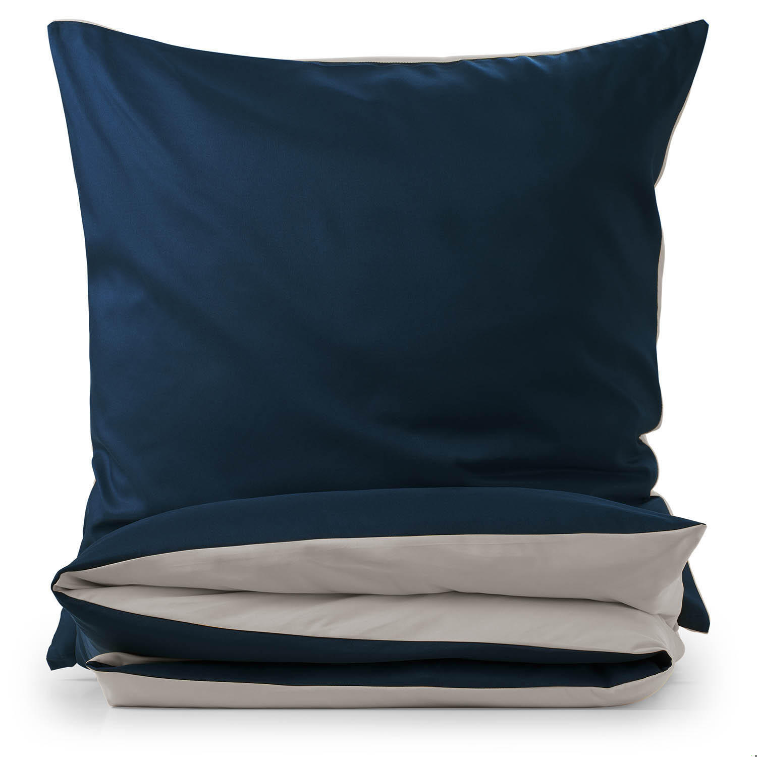 WENDEBETTWÄSCHE Ebba 140/200 cm 80/80 cm, Dunkelblau und Hellgrau - Hellgrau/Dunkelblau, Textil (140/200cm) - Blumtal