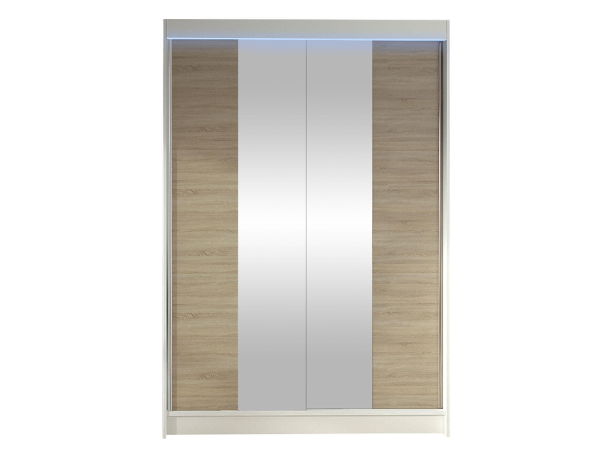 SCHWEBETÜRENSCHRANK Lino II mit RGB LED Beleuchtung - Weiß/Sonoma Eiche, Holzwerkstoff/Metall (120/200/58cm) - MIRJAN24