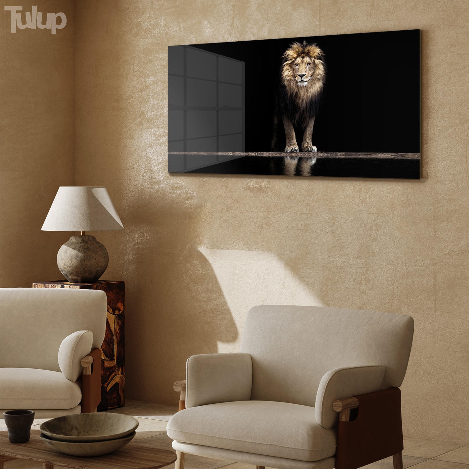 GLASBILD 120x60 cm Wildes Tier - Hellbraun/Schwarz, Glas (120/60cm) - TULUP