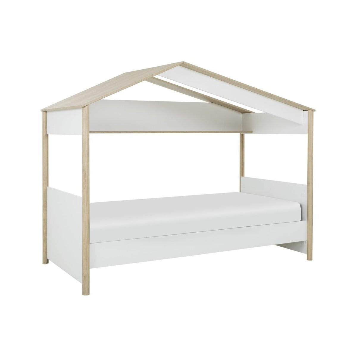 HAUSBETT 90x200 cm – MATIS - Eichefarben/Weiß, Holzwerkstoff (90/200cm) - Calicosy