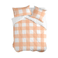 BETTBEZUG gingham 135/140x200 cm (standardgrösse) pfirsich - Orange, Textil (140/200cm) - Happy Friday