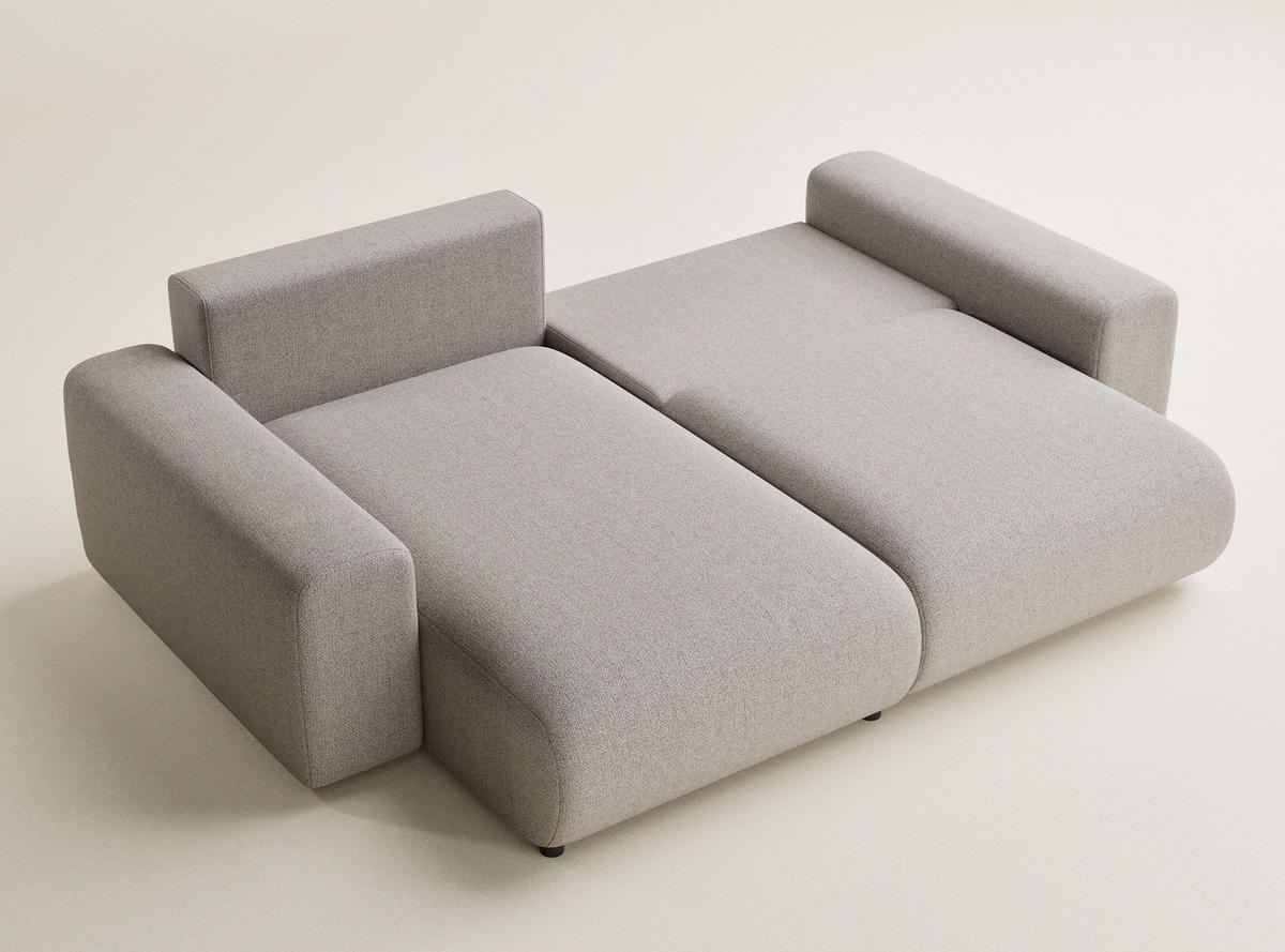 ECKSOFA MIT SCHLAFFUNKTION Solo Seidengrau Webstoff - Beige/Schwarz, Holz/Holzwerkstoff (255/168cm) - Maison de Reve