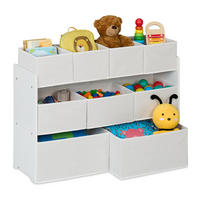 KINDERREGAL - Weiß, Holzwerkstoff/Textil (92/60/30cm) - Relaxdays