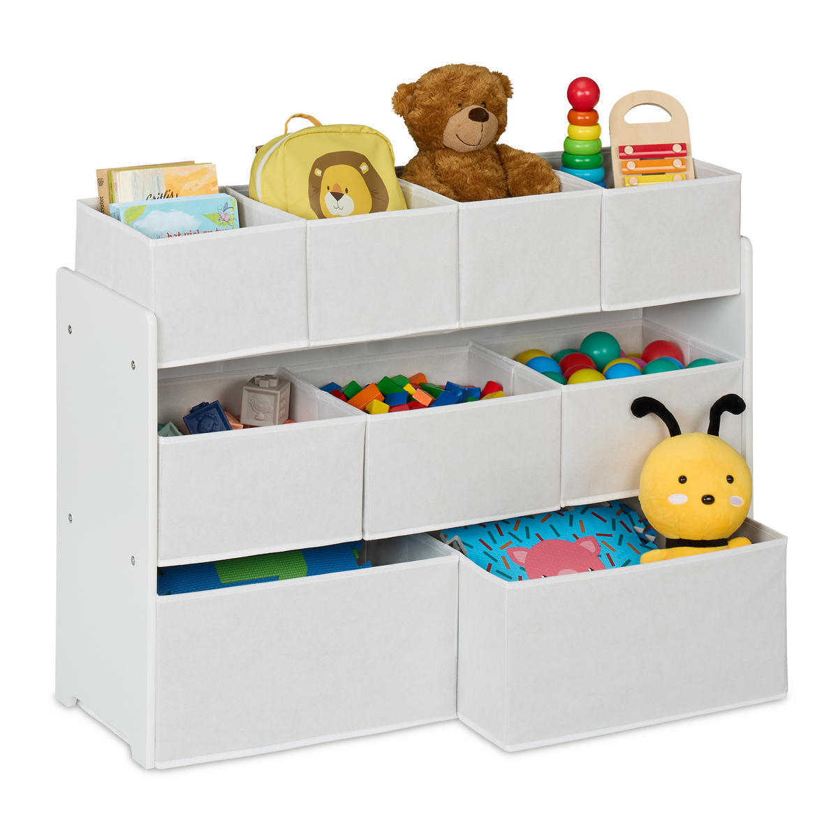 KINDERREGAL - Weiß, Holzwerkstoff/Textil (92/60/30cm) - Relaxdays