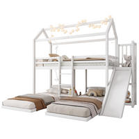 ETAGENBETT 90/200 cm in Weiß mit Rutsche und Dachdesign - Weiß, Holz (90/200cm) - OKMYHOME