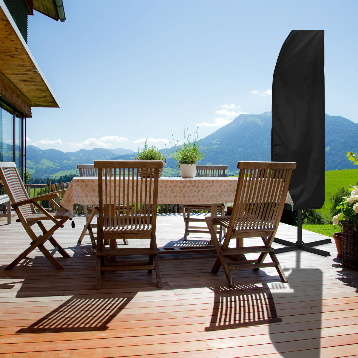 SONNENSCHIRM-SCHUTZHÜLLE - Schwarz, Textil (74/260/0.4cm) - Relaxdays