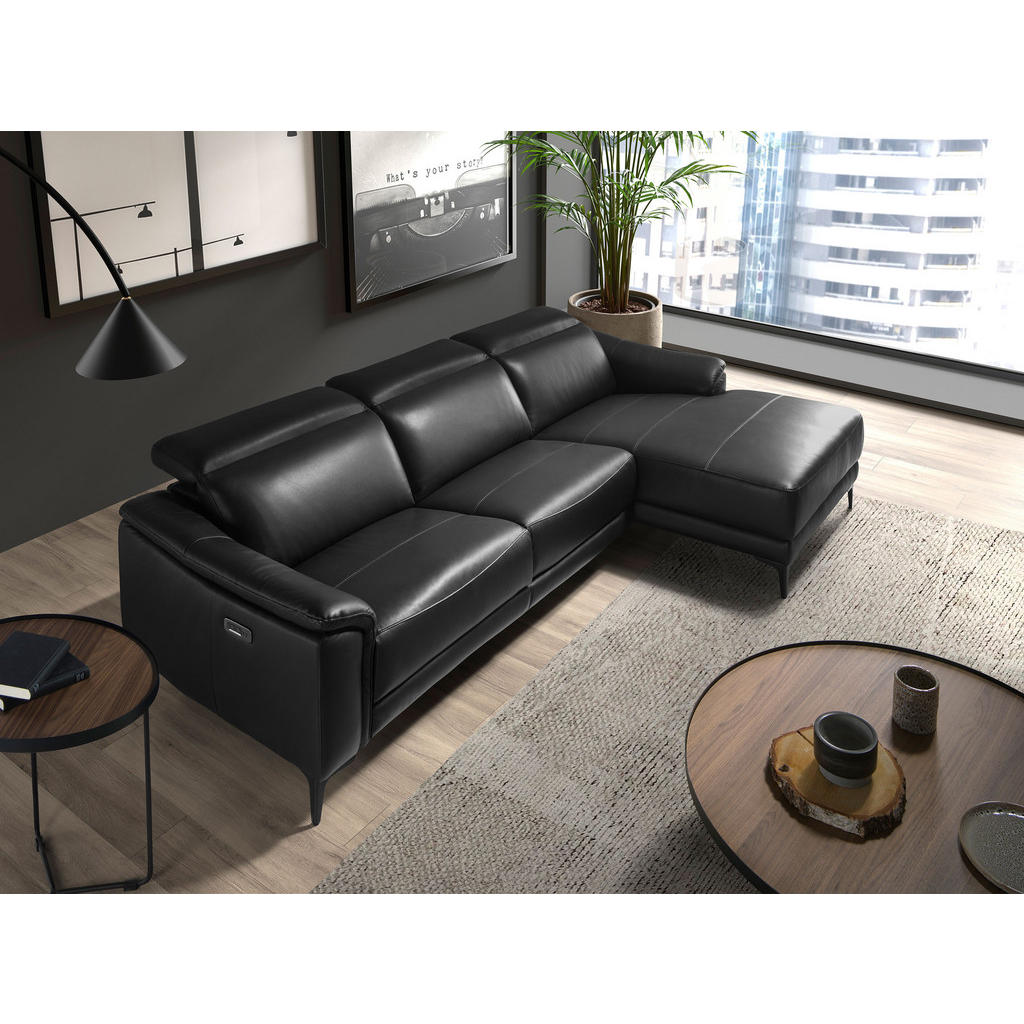 Thumbnail - Angel Cerda Ecksofa, Schwarz, Leder, L-Form, 272x168 cm, Wohnzimmer, Sofas & Couches, Wohnlandschaften, Ecksofas