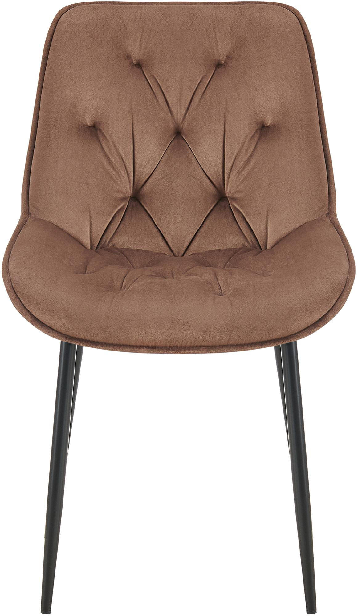 STUHL Samt braun - Schwarz/Braun, Textil/Metall (52/84/59cm) - CLP