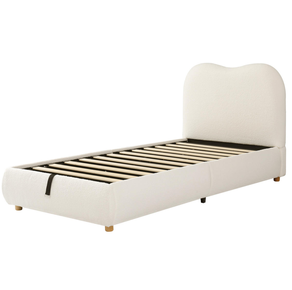 POLSTERBETT mit Stauraum 90x200 cm Bouclé Beige mit Lattenrost - Beige, Metall (90/200cm) - Beauniv