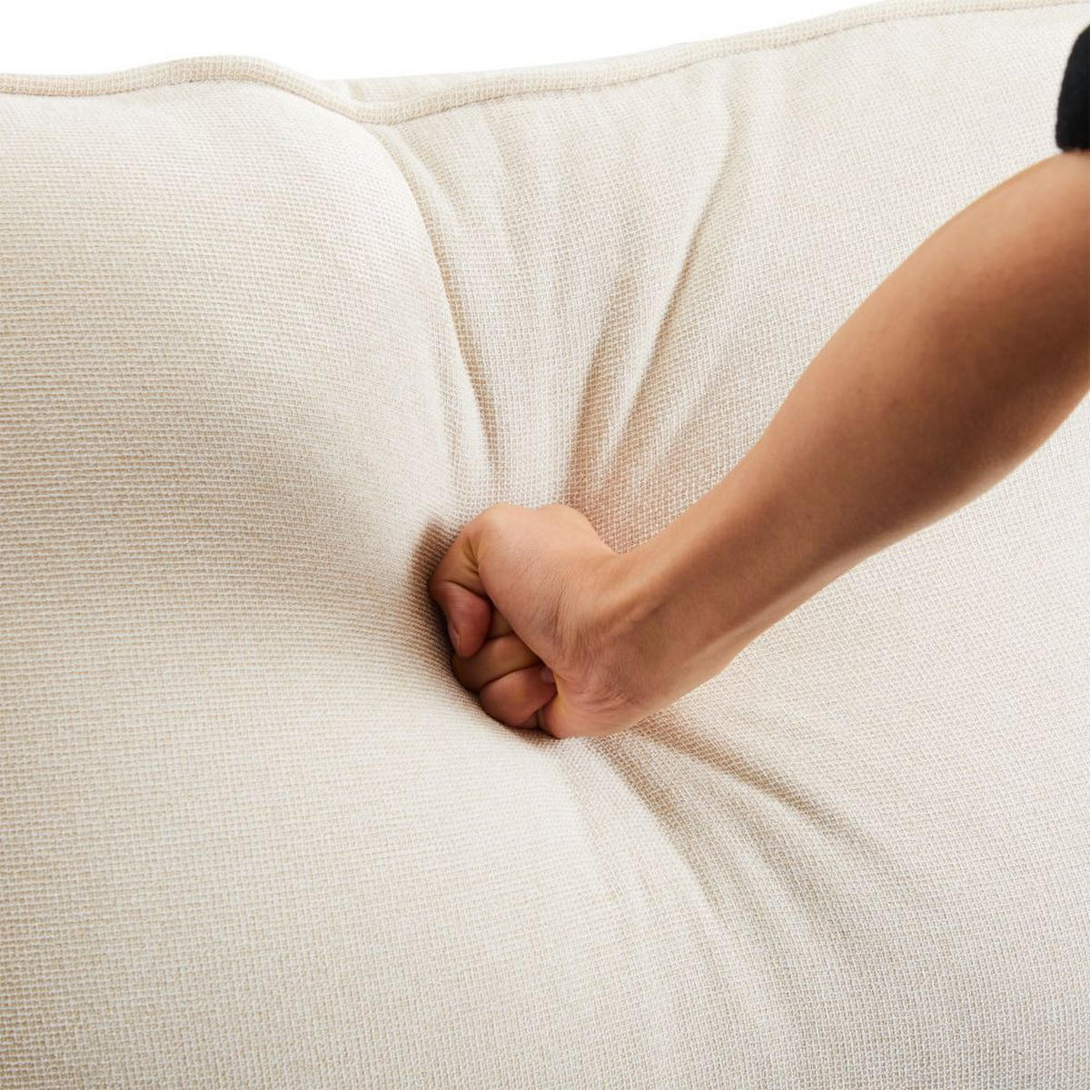 VIERSITZER-SOFA in Beige Leinen mit 4 Kissen - Beige, Textil (83/87/264cm) - KOMHTOM