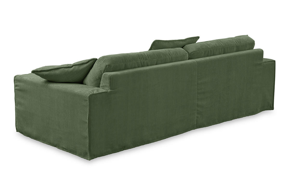 SOFA XL NETTA Grün Cord - Braun/Grün, Birkenholz/Textil (258/90/116cm) - KAWOLA