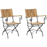 GARTENSTUHL 2er-Set Akazienholz Hellbraun Lascari - Hellbraun, Holz (45/89/42cm) - Beliani