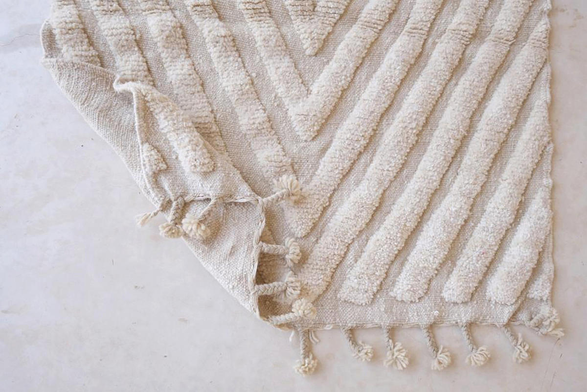 BERBERTEPPICH aus reiner Wolle 125x 157 cm - Beige, Naturmaterialien (125/157cm) - AFK Living