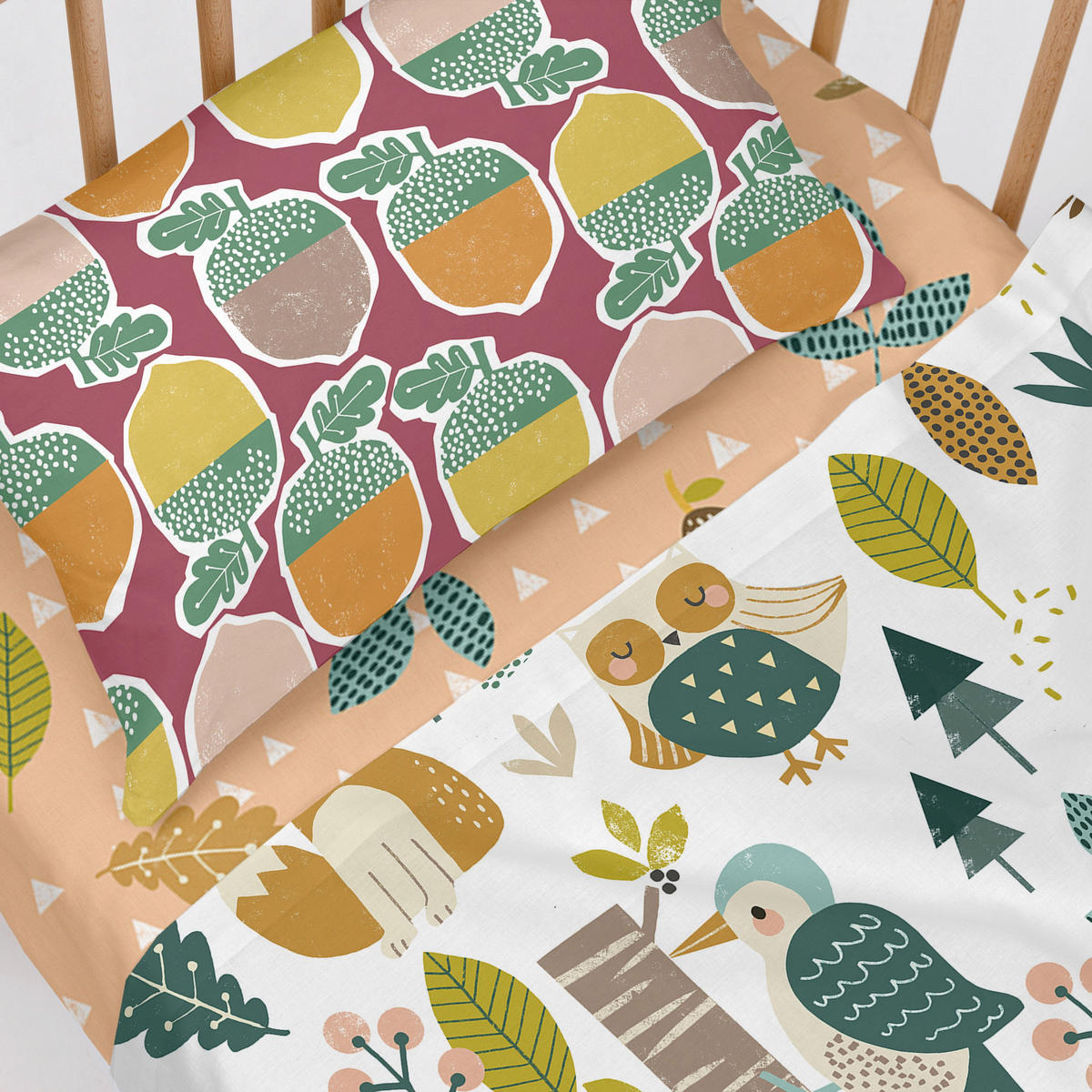 BETTWÄSCHE 2er-Set teiliges harvestwood 100x130 cm (kinderbett) mehrfarbig - Multicolor, Textil (100/130cm) - Happy Friday