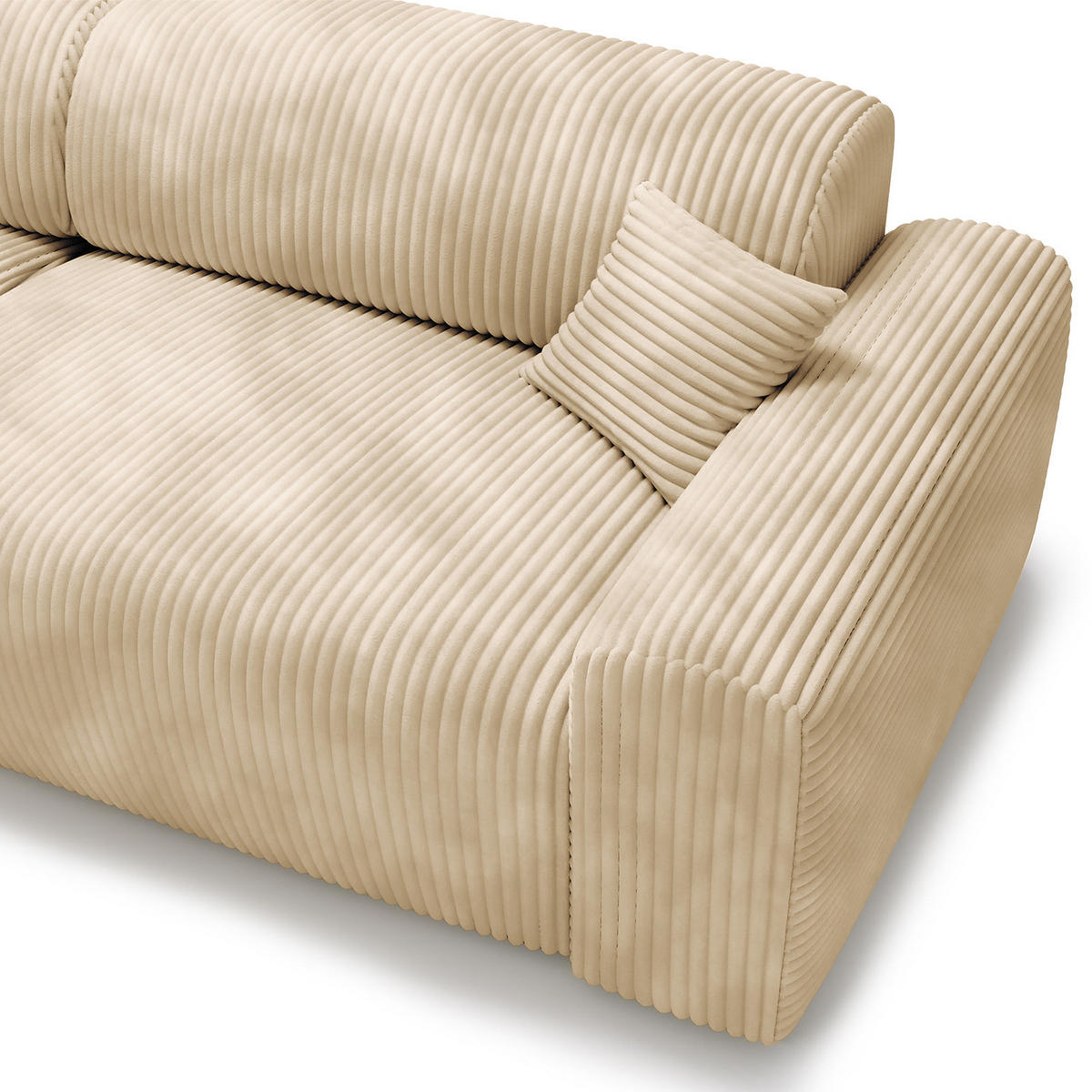 ECKSOFA mit Longchair - Cord - Beige/Schwarz, Kunststoff/Textil (284/178cm) - home24