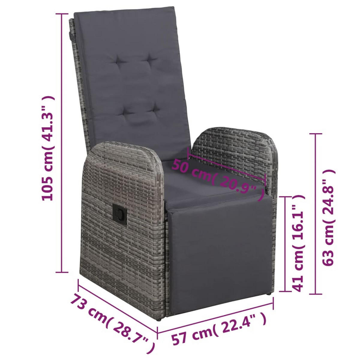 LOUNGEGARNITUR mit Kissen und Couchtisch, aus Poly Rattan und Glas, Grau, 3-teiliges Set - Grau, Kunststoff - vidaXL