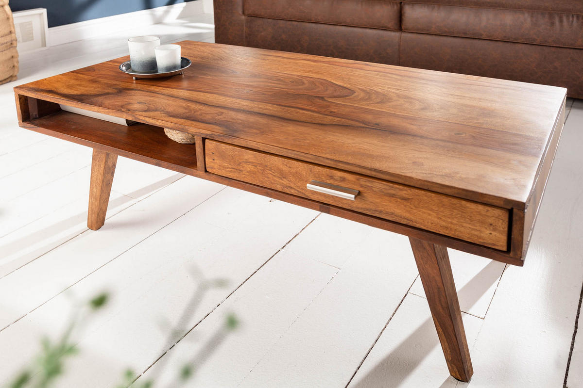 COUCHTISCH RETRO Sheesham rechteckig Natur 100cm - Braun, Holz (55/100/40cm) - riess-ambiente