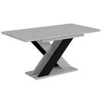ESSTISCH ausziehbar 120 -160x90x75 cm - Betonoptik K350/Schwarz - AOX - Schwarz, Holzwerkstoff (120/90/75cm) - ALTDECOR