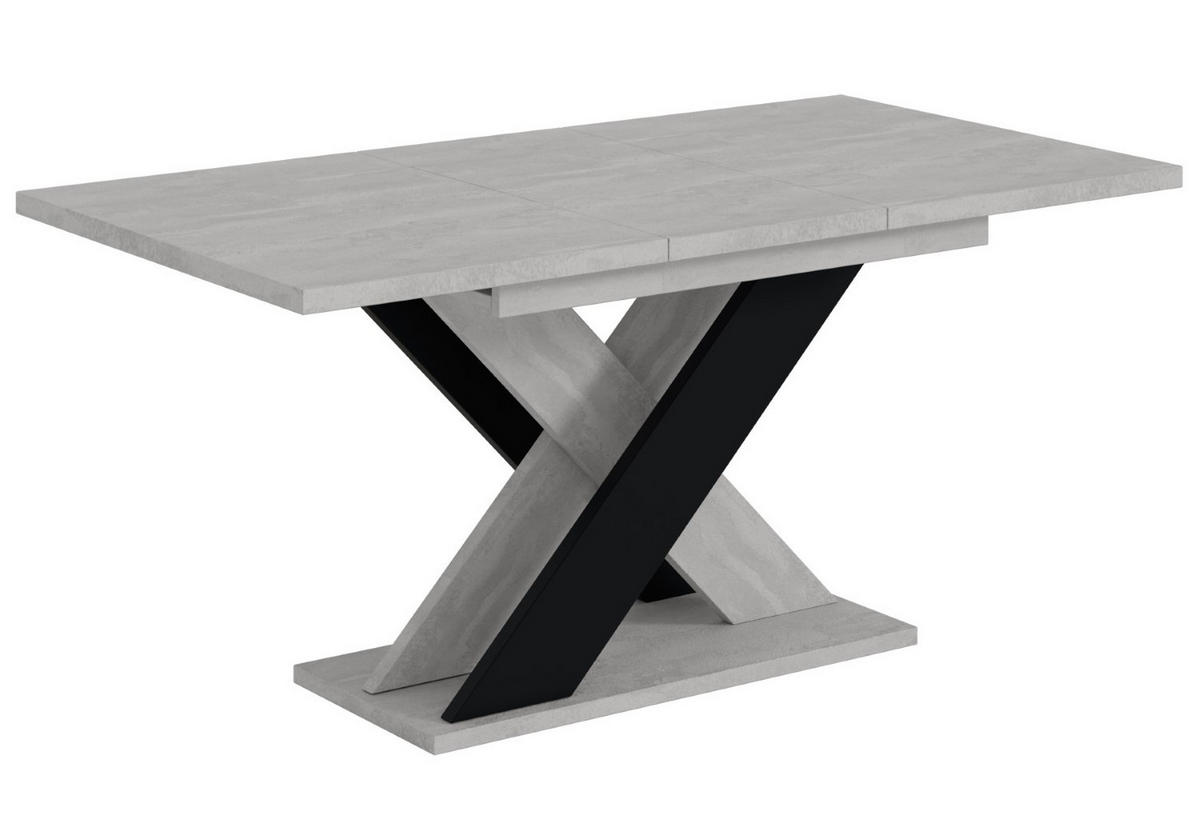 ESSTISCH ausziehbar 120 -160x90x75 cm - Betonoptik K350/Schwarz - AOX - Schwarz, Holzwerkstoff (120/90/75cm) - ALTDECOR
