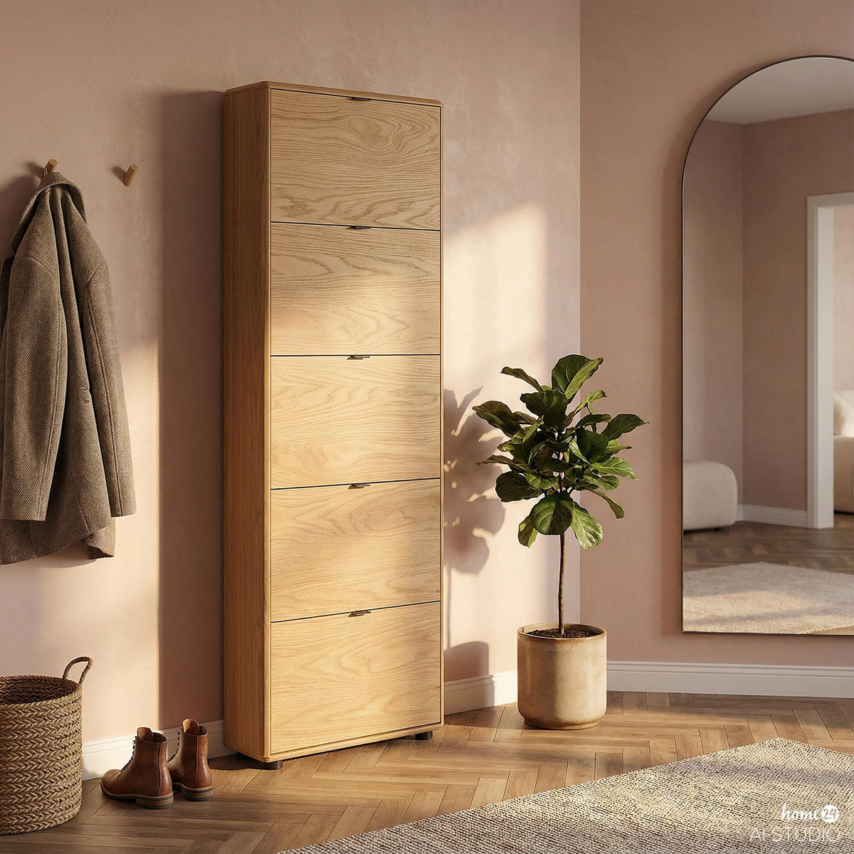 FURNIERTER SCHUHKIPPER - Eichefarben, Holzwerkstoff/Kunststoff (64/181/17cm) - home24