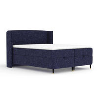 BOXBETT Monpelli Marineblau 140/200 cm mit Matratze und Topper - Schwarz/Dunkelblau, Holz/Holzwerkstoff (140/200cm) - Maison de Reve