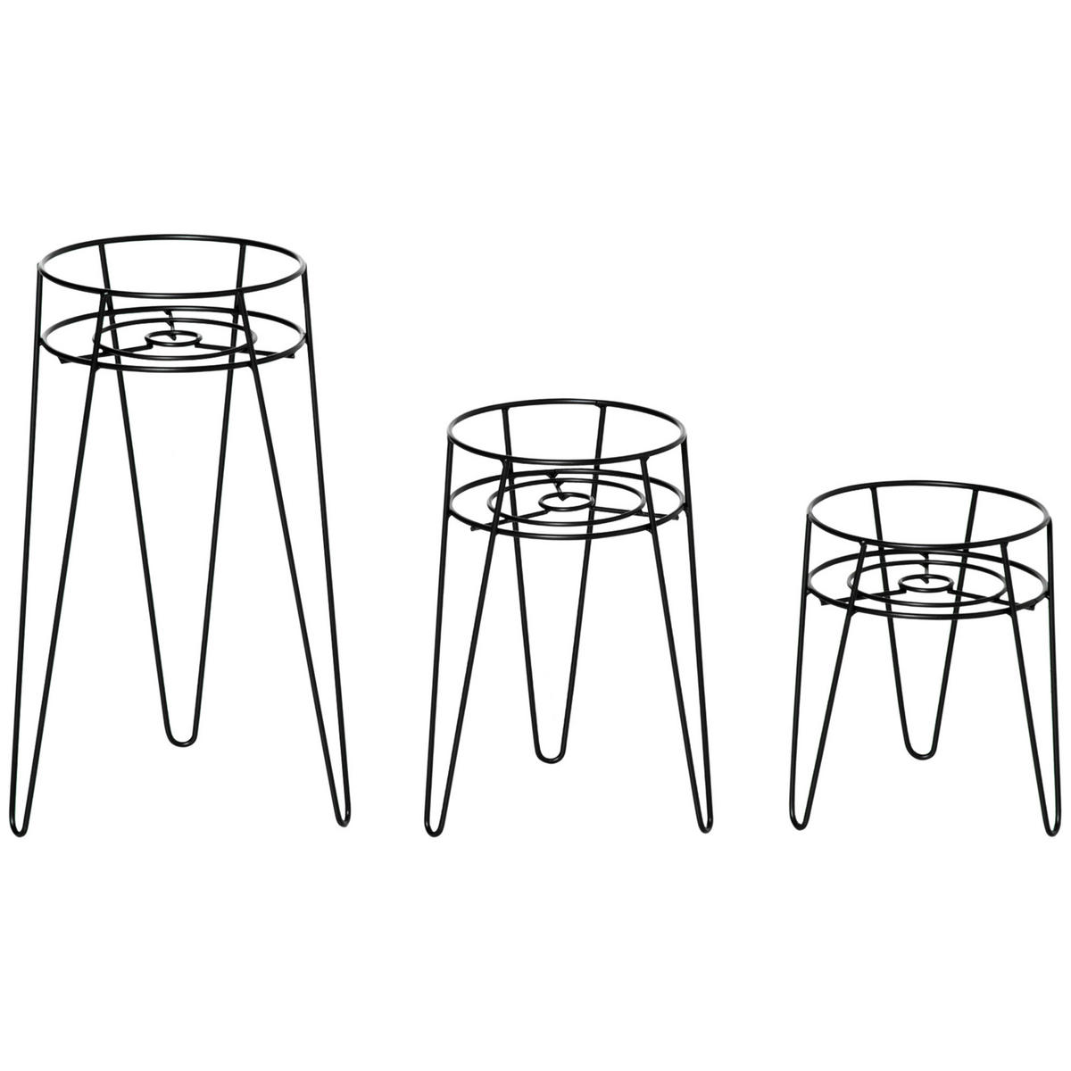 BLUMENSTÄNDER, Stahl, Schwarz - Schwarz, Metall (23/42/26cm) - Outsunny