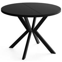 ESSTISCH Valeo runder ausziehbarer, Schwarz 120-200/120/76 cm - Schwarz, Holzwerkstoff/Metall (120/200/76cm) - WFL GROUP