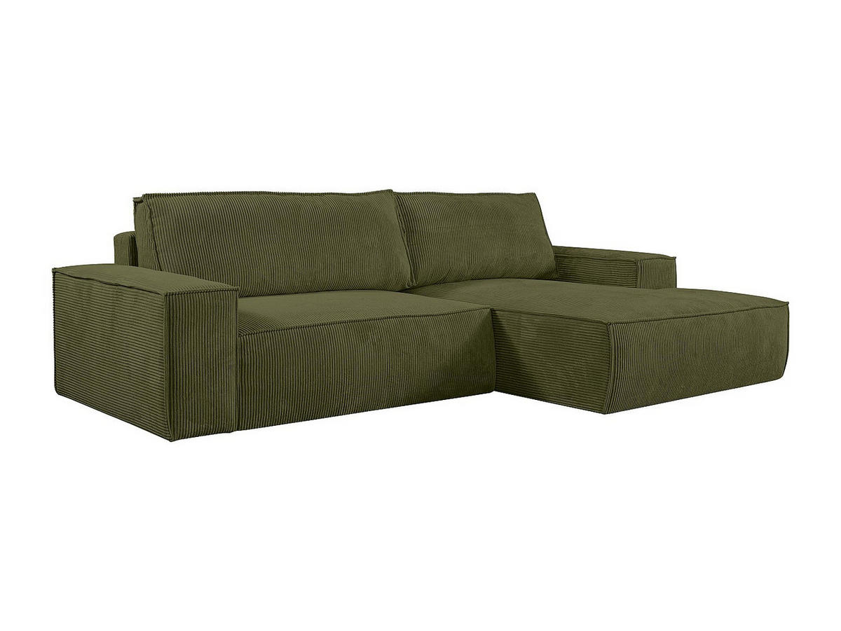 ECKSOFA mit Schlaffunktion - Ecke rechts - Cord - Khaki - AMELIA - Olivgrün, Textil (267/167cm) - Vente-Unique