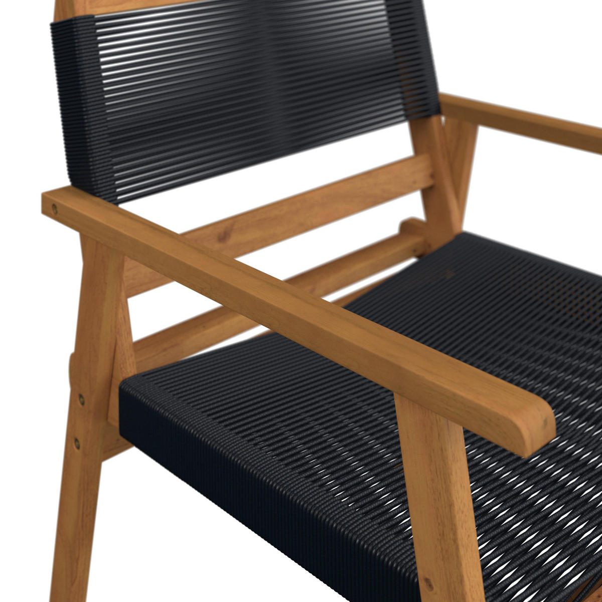 LOUNGEGARNITUR Enrica Schwarz/Akazie Rope - Schwarz, Holz - Bessagi Garden