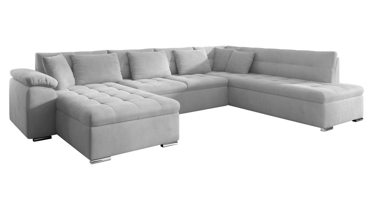 WOHNLANDSCHAFT Niko Bis, Seite: Links - Silberfarben, Holz/Textil (348/76/205cm) - MIRJAN24