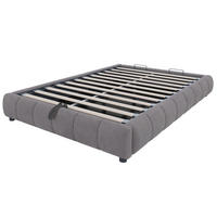 POLSTERBETT 140/200 cm grau mit LED-Beleuchtung und hydraulischem Stauraum - Grau, Textil (140/200cm) - OKWISH